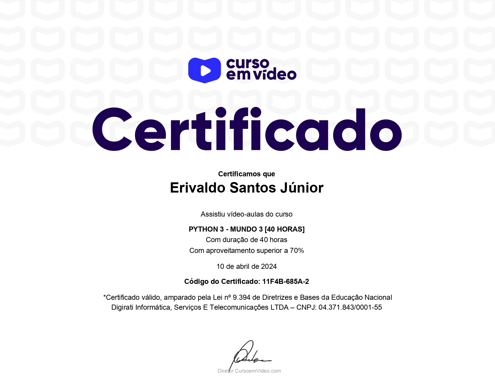 Certificado CeV Mundo 3 de Python